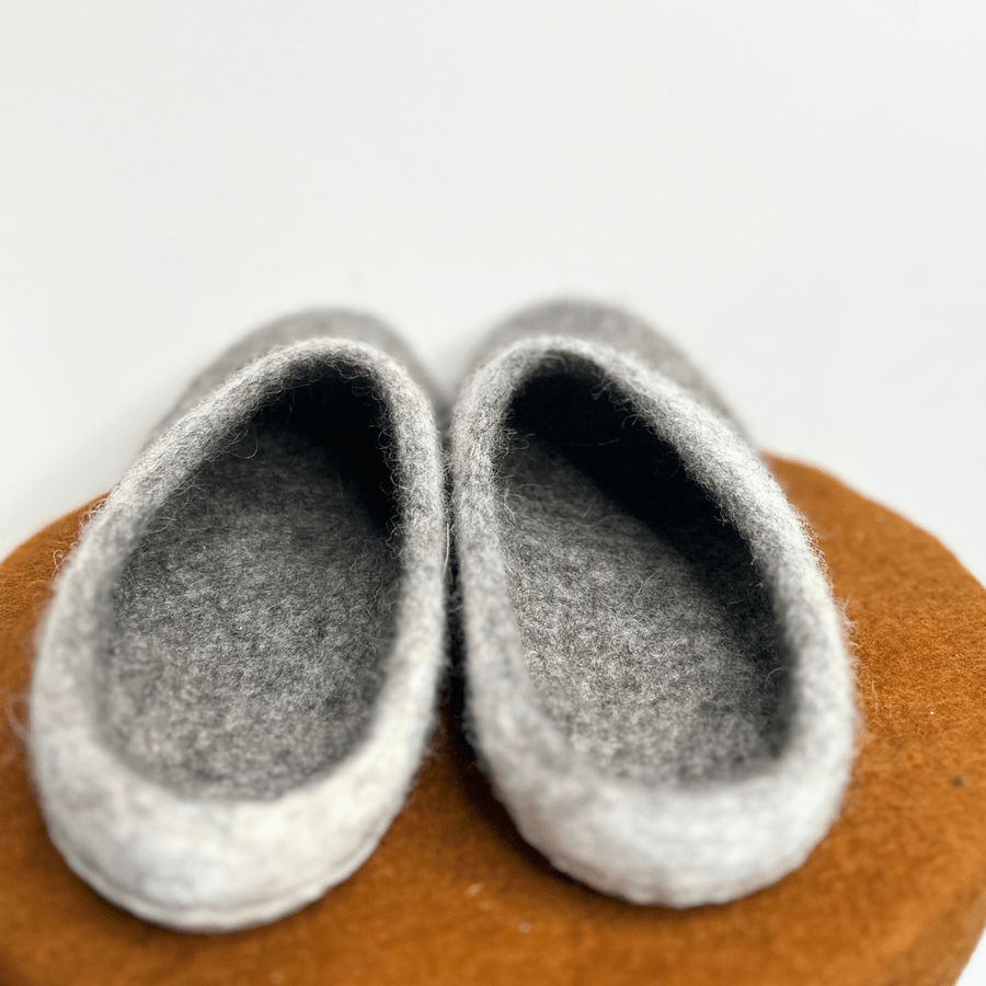 Two Tone Grey Felted Wool Slipper Shoes
