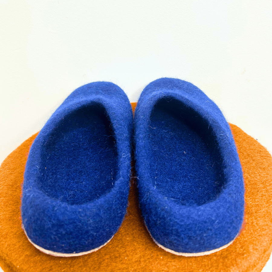 Blue Felted Wool Slipper Shoes