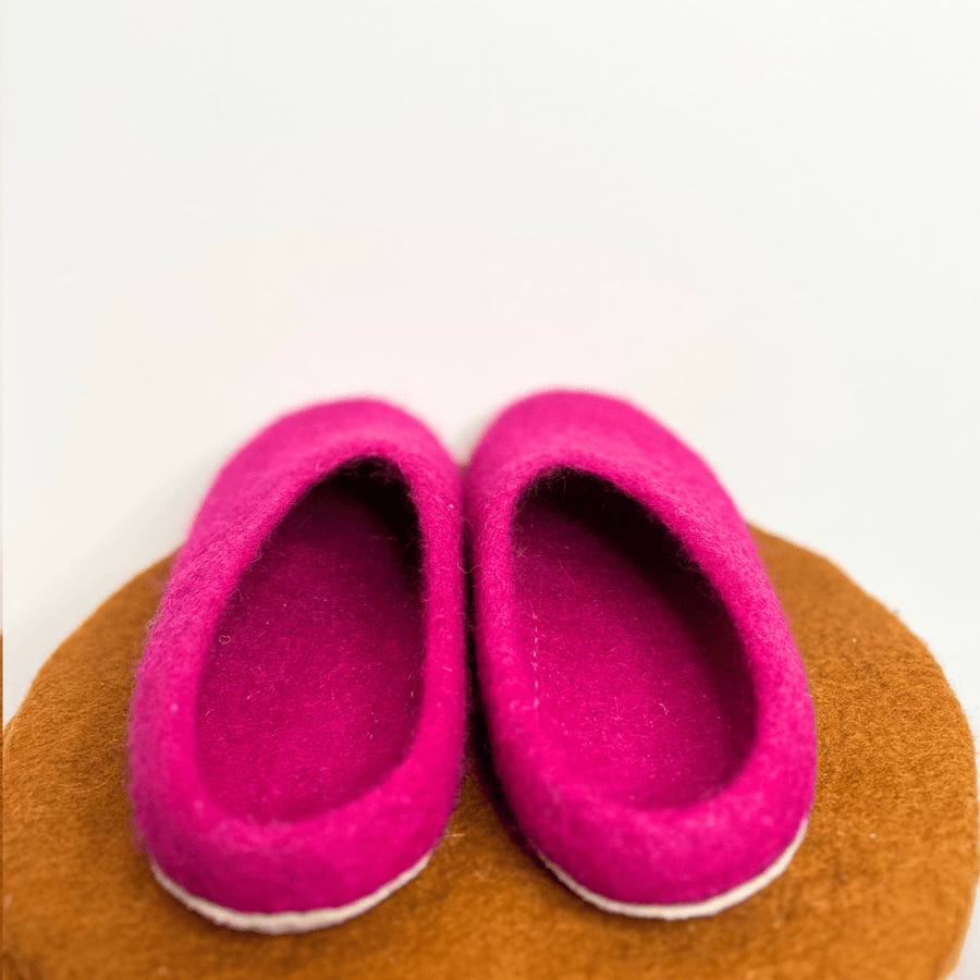 Pink Felted Wool Slipper Shoes