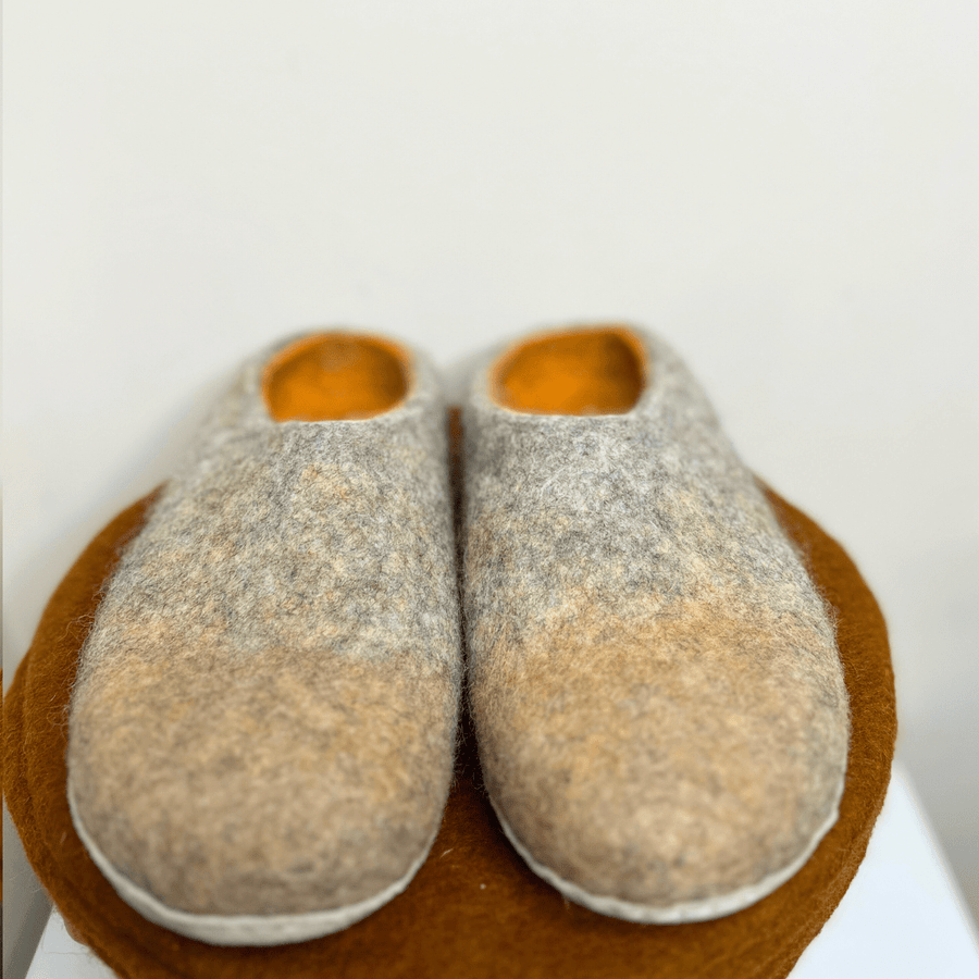 Two Tone Grey Felted Wool Slipper Shoes