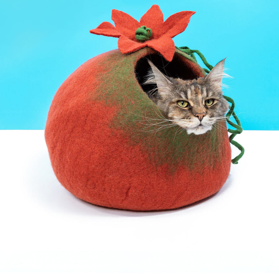 Felt Cat Bed - Tomato Cat Cave Bed | Mimis Daughters 