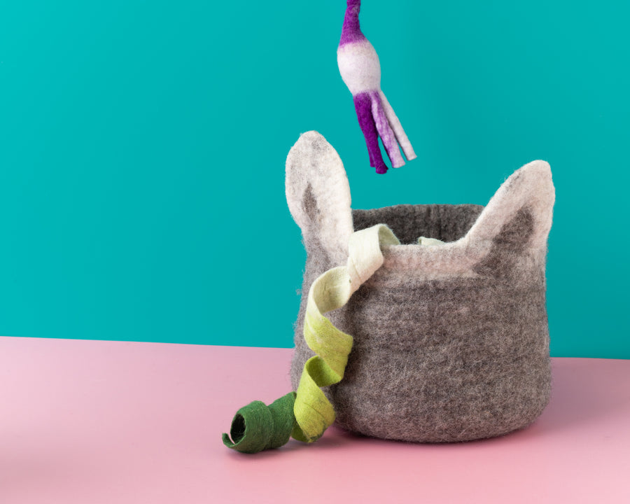 Grey Cat Toy Storage