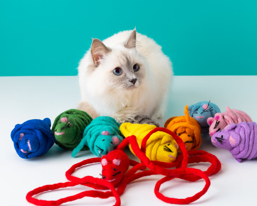 Monte the Mouse - 2M Long Tailed Felt Cat Toy