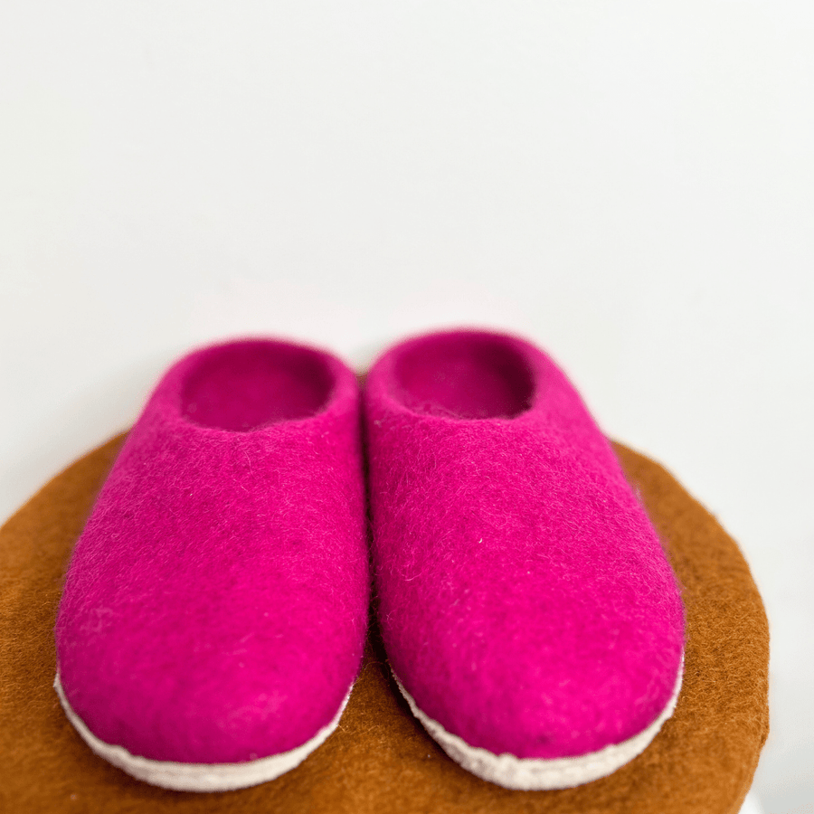 Pink Felted Wool Slipper Shoes