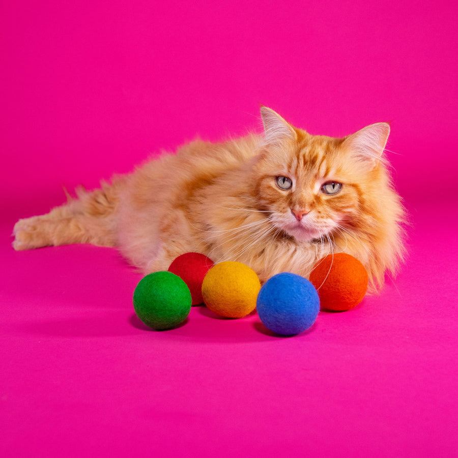 Felt Play Balls - Cat Toy